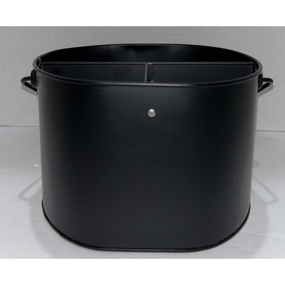Metal Caddy Wooden Handle Utensils Condiments Cleaning Desktop Organize Black
